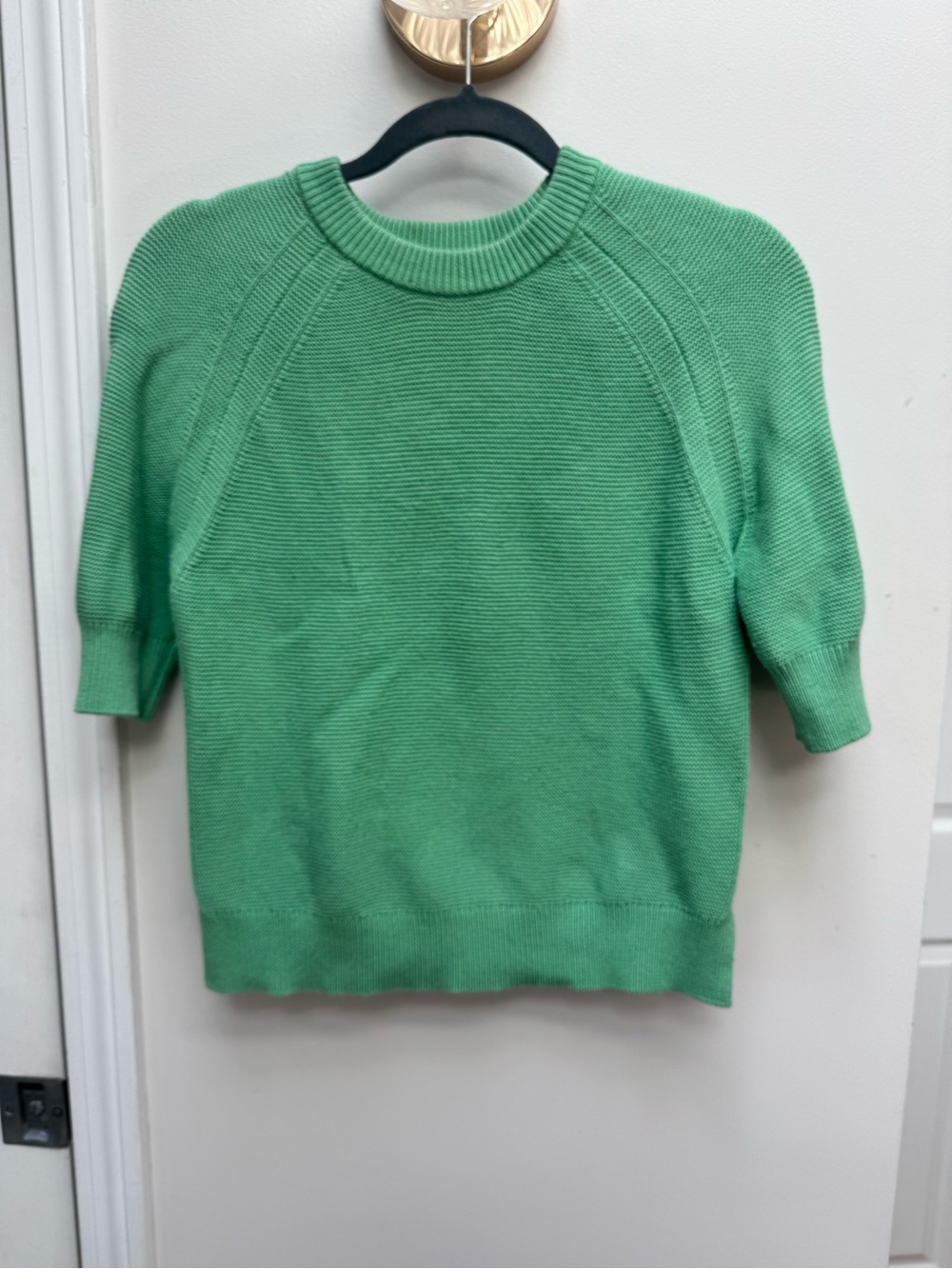 French Connection Lightweight Green Crewneck Short-Sleeve Sweater